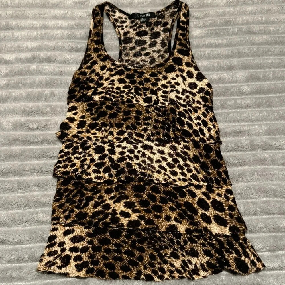 Ruffle Forever 21 tank top | Leopard print